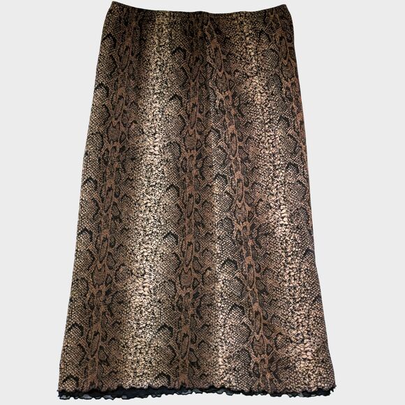 Vintage Piccalino Woman Skirt Set Womens L Snake Print Maxi Ruffles Mob Wife 90s - Picture 5 of 8